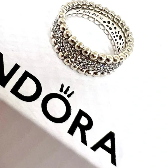 NEW Pandora Pave Beaded Ring - Picture 6 of 11